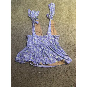 Lucid Pink Purple‎ Floral Tie Shoulder Peplum Tank Top V-Neck Womens Small thumbnail 4