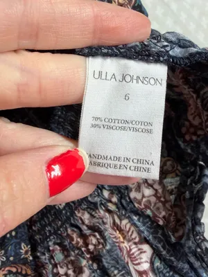 Ulla Johnson‎ Blue Brown Floral Tiered Puff Sleeve Top thumbnail 4