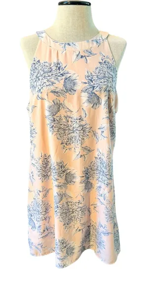 Le Lis Soft Pink with Blue and White Floral Pattern Summer Dress thumbnail 1