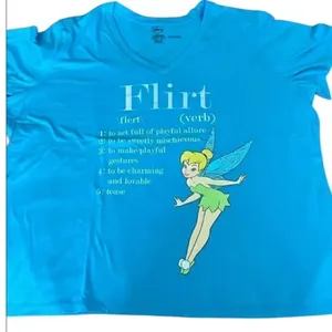 Disney Tinkerbell “flirt” size 4X short sleeve cropped turquoise tshirt EUC thumbnail 1