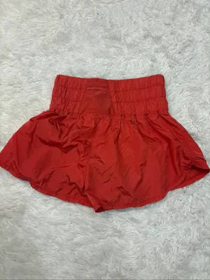 Free people movement way home Red Orange Smocked Waist Mini Skirt thumbnail 3
