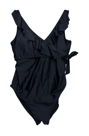 Kindred Bravely Ruffle One Piece Swimsuit Womens Large Black Maternity Nursing thumbnail 1