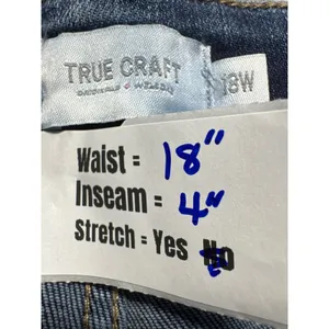 True Craft Denim‎ Shorts High-Rise Distressed Blue Wash Plus Size 18W thumbnail 4