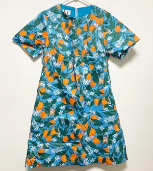 Kit Orange Print Short Sleeve Knee Length Dress thumbnail 1