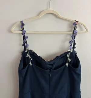 Azazie JALISE NAVY AND MULTI FLORAL NECKLINE MAXI DRESS thumbnail 11