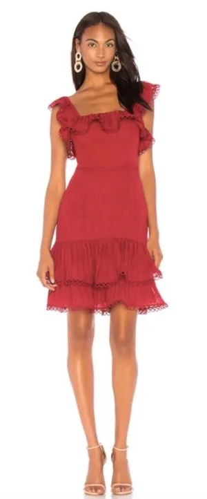 Keepsake The Label Women’s Too Close‎ Red Ruffle Sheath Mini Dress XS $190 thumbnail 1
