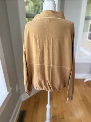 Old Navy Tan Beige Henley Drawstring Hem Sweatshirt Size Large thumbnail 3