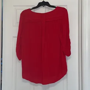 Anthropologie Maeve Red Rayon Popover Blouse thumbnail 7