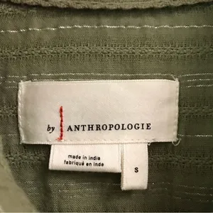 Anthropologie pin tuck moss green & metallic shirt dress S‎ thumbnail 9