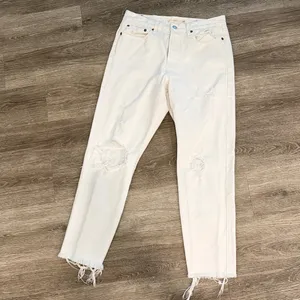 Levis Wedgie White Distressed high rise jeans ankle length 28 waist thumbnail 2