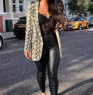 ZARA Snakeskin Blazer Print One-Button thumbnail 2