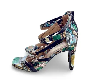 Anne Michelle Faux Snakeskin Metallic Heels thumbnail 3