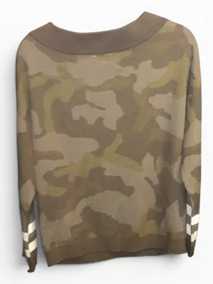 L Hem & Thread Olive Camouflage Off-the-Shoulder Sweater thumbnail 3