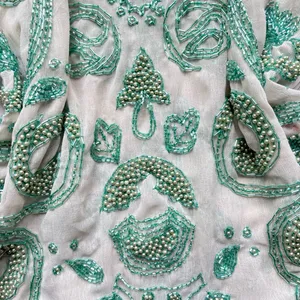 Miss Selfridge Embellished Beaded Sequined Green Sheer Sleeveless Tank Top thumbnail 5