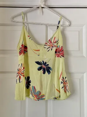 O'Neill Lettuce Green Multi Color Floral Sleeveless Peplum Top thumbnail 1