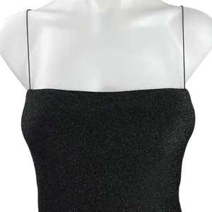 Meshki Black Glitter Metallic Square Neck Camisole Sleeveless Maxi Dress Sz XL thumbnail 2
