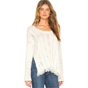 Free People Ocean Drive Ivory Distressed Pullover Sweater S thumbnail 9