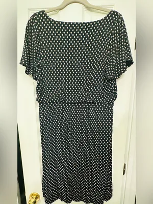 LOFT Black Dress with White Tiny Floral Print thumbnail 3