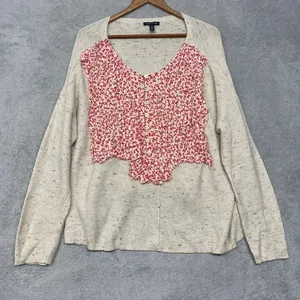Eileen Fisher Sweater‎ Womens Medium Cream Wool Blend Knit Lagenlook Oversized thumbnail 1