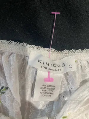 Kirious White Cropped Peasant Top with Pink Floral Embroidery thumbnail 6