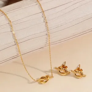 304 stainless steel knot knot 18k real Gold Plated Classic style waterproof non tarnish thumbnail 1