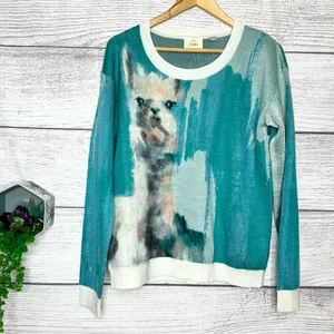 Anthropologie Lauren C Walcott Artwork Abstract Llama Wool Sweater Size Large thumbnail 4
