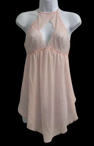 Victoria's Secret lace light pink slip dress lingerie size L thumbnail 2