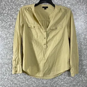 J Crew Reimagined Long Sleeve Lightweight Henley Top - Size Small - Yellow/Green thumbnail 2