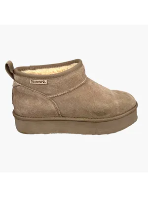 Bearpaw Shalini Low Suede Ankle Boots Wool Blend Lining Size 10 Beige thumbnail 2