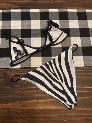 Beach riot Kim zebra bikini top small bottoms medium thumbnail 4