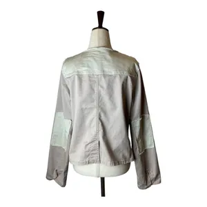 Free People Pink Distressed Button Front Crew Neck Lou‎ Military Jacket Size M thumbnail 3