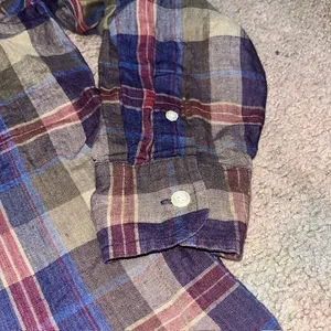 Lauren Ralph Lauren Plaid Button Down Shirt‎ 100% Linen Embroidered Logo Large thumbnail 5