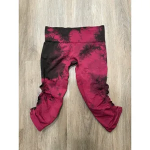 Lululemon In The Flow Crop II‎ Leggings Women's Size 6 Wine Berry Bordeaux Drama thumbnail 3