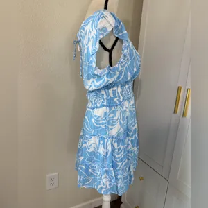 Lily Rose Hi-Neck Smocked Waist Skater‎ Dress, Size Large thumbnail 5