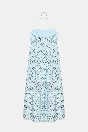 Zara Light Blue Polka Dot Maxi Dress - Women thumbnail 9