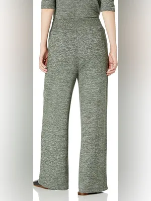 Daily Ritual Women's Relaxed Fit Cozy Knit Pleated Lounge Pant Green Wide Leg S thumbnail 3