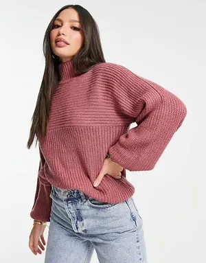Threadbare Veronica Ribbed Mock Neck Sweater thumbnail 1