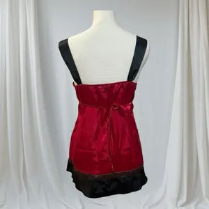 A. Byer Womens Vintage Y2K Pink Black Satin Tie Back Vneck Cami Blouse Large thumbnail 5