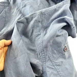 St. John Sport Marie Gray Blue Button Down‎ Shirt Womens Petite Long Sleeve Logo thumbnail 7