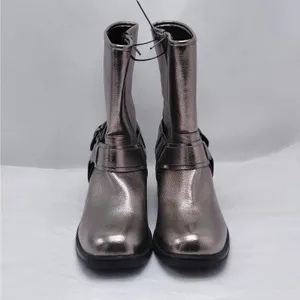 Dolce Vita Armonda Metallic Ankle Boots Womens 6 Silver Buckle Moto Biker Riding thumbnail 4
