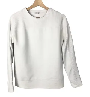 Gap Fit White Thick Ribbed‎ Crewneck Sweatshirt XS thumbnail 1