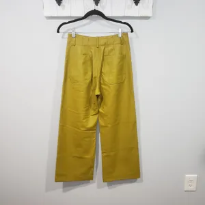 Anthropologie Maeve Colette Faux Leather Wide Leg Pants Mustard 27 thumbnail 2