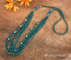 Glass beaded multi strand Necklace 17” thumbnail 1