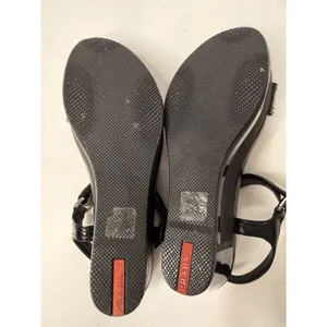 Prada Black Patent Leather Strap Sandal Shoes Wedges Size US 6.5 Y2K Festival thumbnail 8