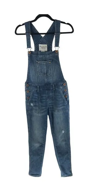American Rag Women Overalls Denim Blue Skinny Distressed Stretch Size 3 thumbnail 1
