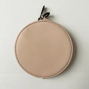 Away Leather The Circle Zip Pouch Blush Pink Minimalist Travel Wallet Accessory thumbnail 3