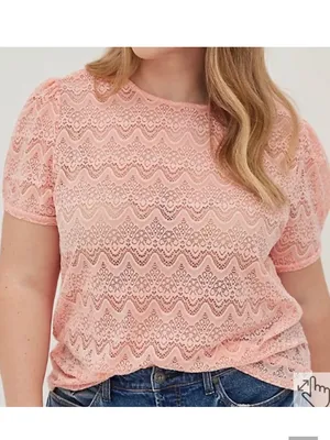 BUNDLE Torrid Lace Crochet Tees Peaches And Cream 2X NWT thumbnail 5