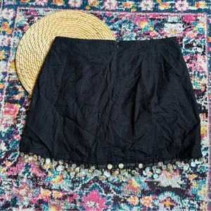 Jason Wu Linen Beaded Mother of Pearl Fringe Skirt Womens 10 thumbnail 7