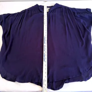 PPLA Purple Crepe Oversized Button Down‎ Blouse Short Sleeve Large Flowy Boho thumbnail 6