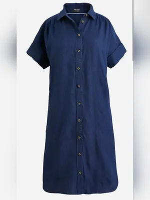 NWT J.Crew Relaxed-fit Short-sleeve Navy Baird McNutt Irish Linen Shirtdress S thumbnail 2